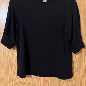 H&M Black Cuffed Sleeve Boxy Blouse